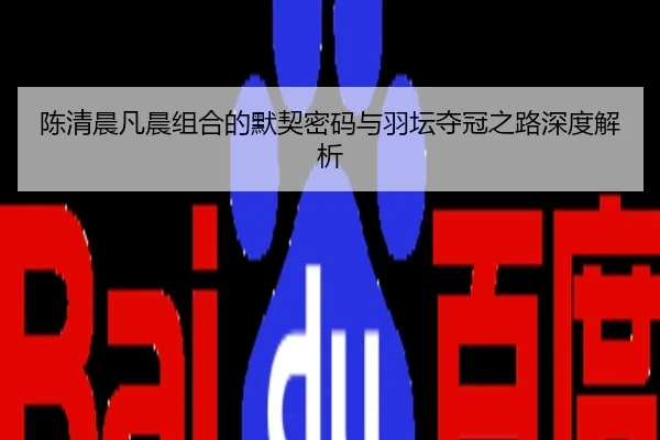陈清晨凡晨组合的默契密码与羽坛夺冠之路深度解析